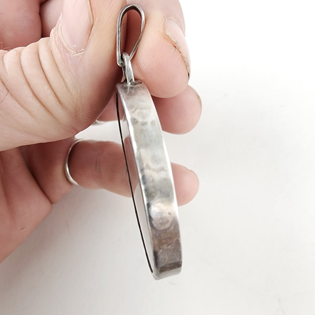 Peru Pre-Columbian Weaving Fragment Sterling Silver 925 Pendant Vintage