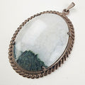 Oval Green Agate Sterling Silver 925 Pendant Vintage