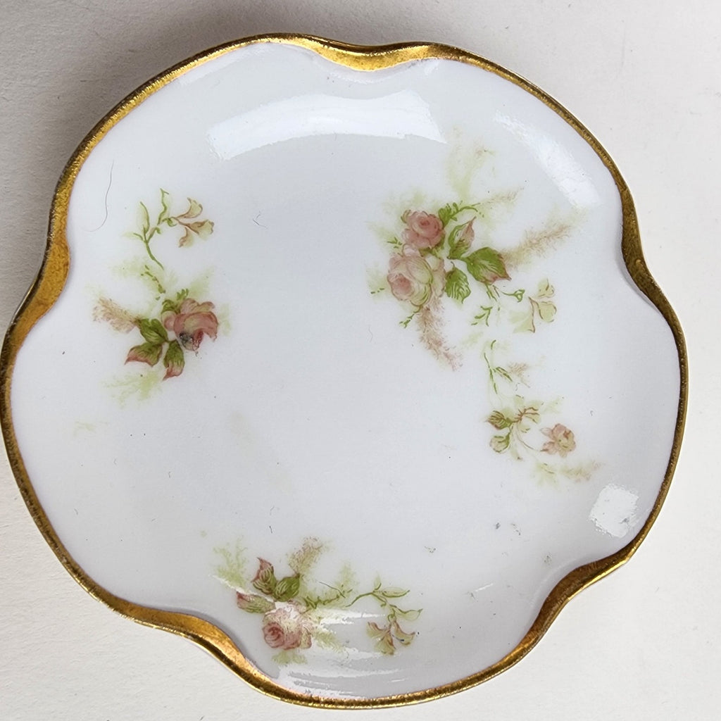 3" Porcelain Butter Pat Dish Pair Limoges France Hand Painted Vintage