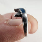 Vintage Blue Enamel Ribbon Crossover Ring Size 5 1/2 in Sterling Silver 925