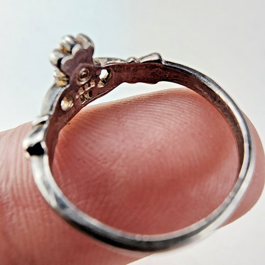 Irish Claddagh Diamond Cut Ring Size 6 1/2 Sterling Silver 925 Vintage