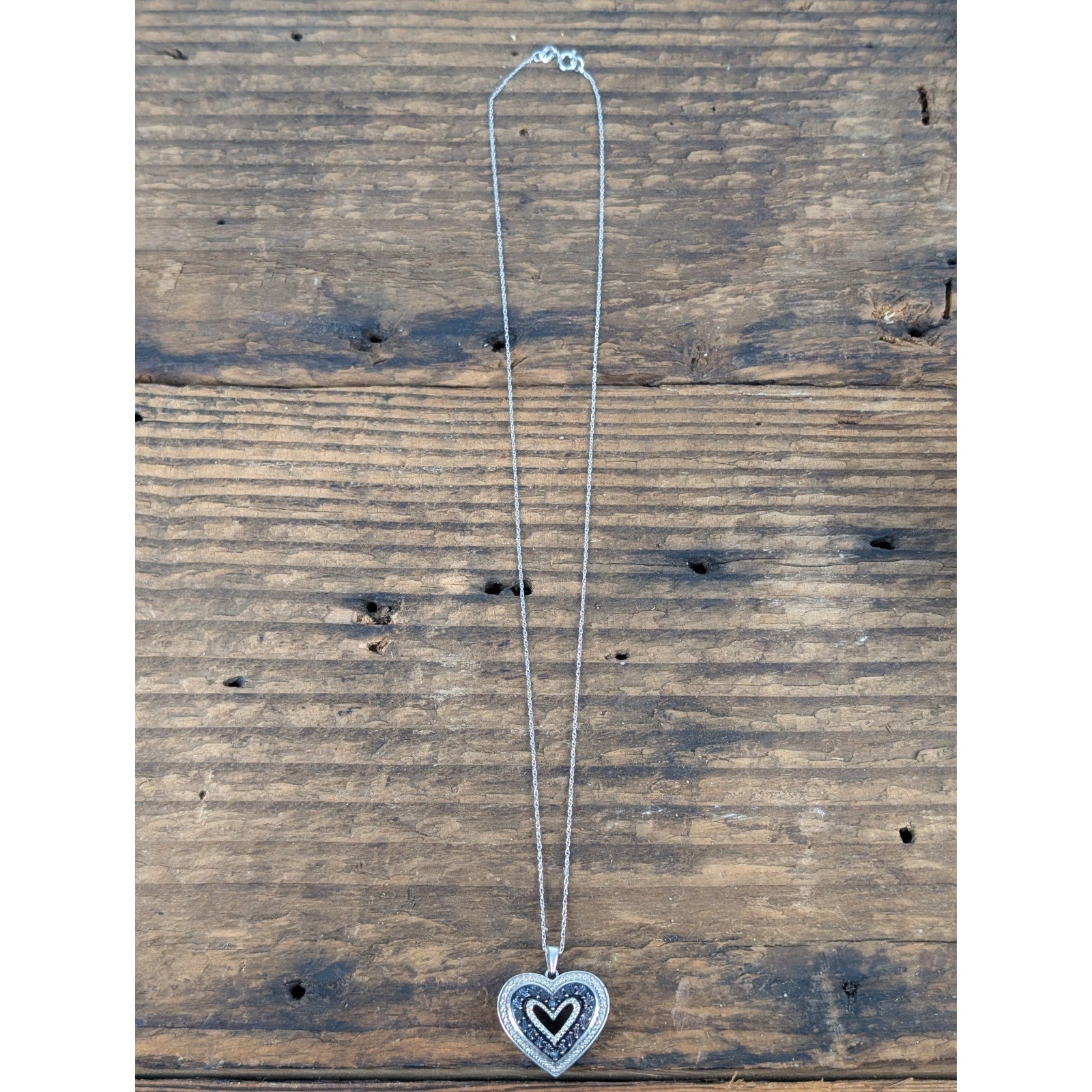 Vintage Blue Diamond Sterling Silver 925 Designer Heart Pendant