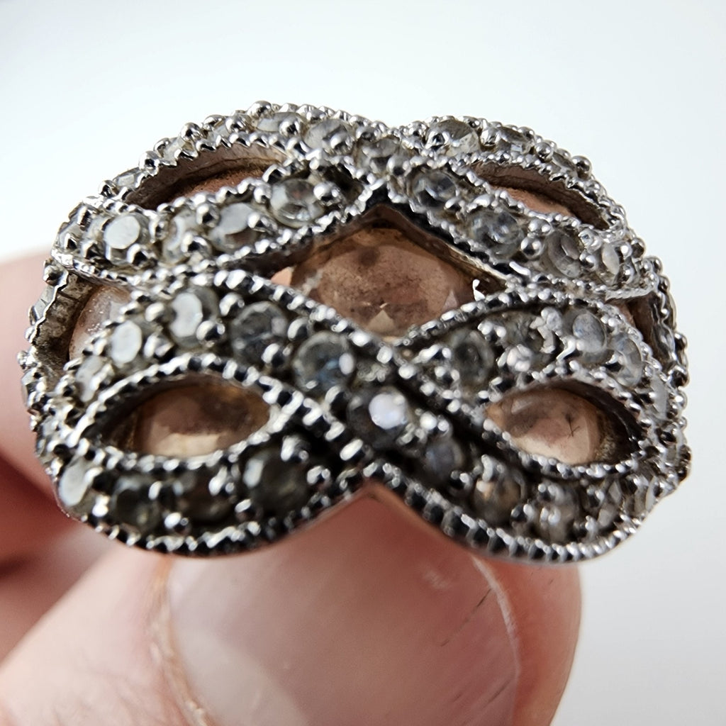 Crossover Band Statement Ring Size 8 1/4 Sterling Silver 925 Vintage