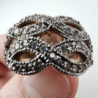 Crossover Band Statement Ring Size 8 1/4 Sterling Silver 925 Vintage