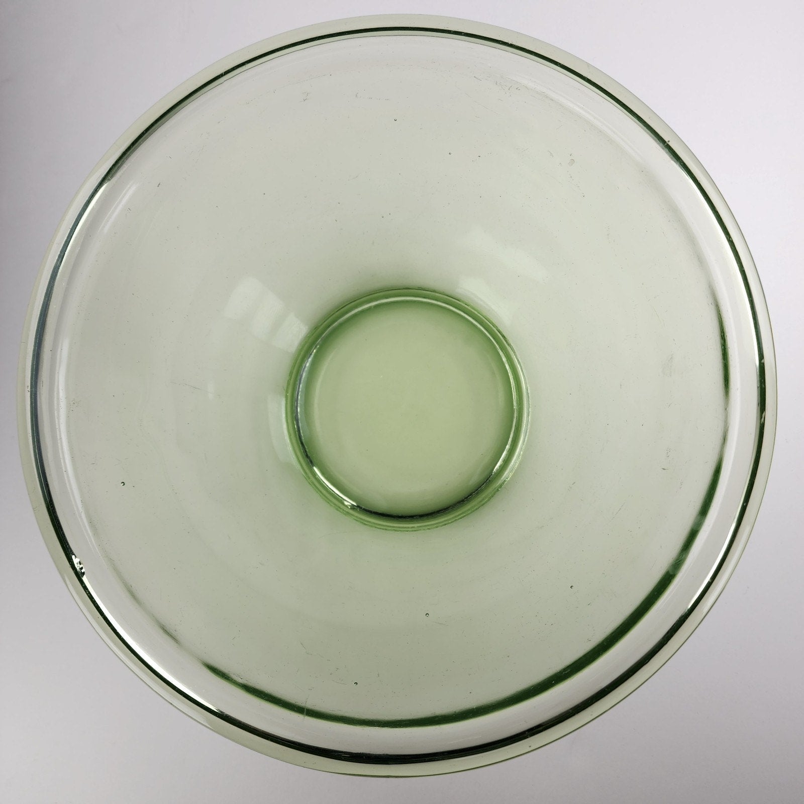 11" UV Glow Uranium Glass Mixing Bowl by H.C. Fry Glass Co Depression