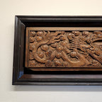 Qing Chinese Ruyi Dragon and Phoenix Prosperity Wood Carved Panel Framed Antique