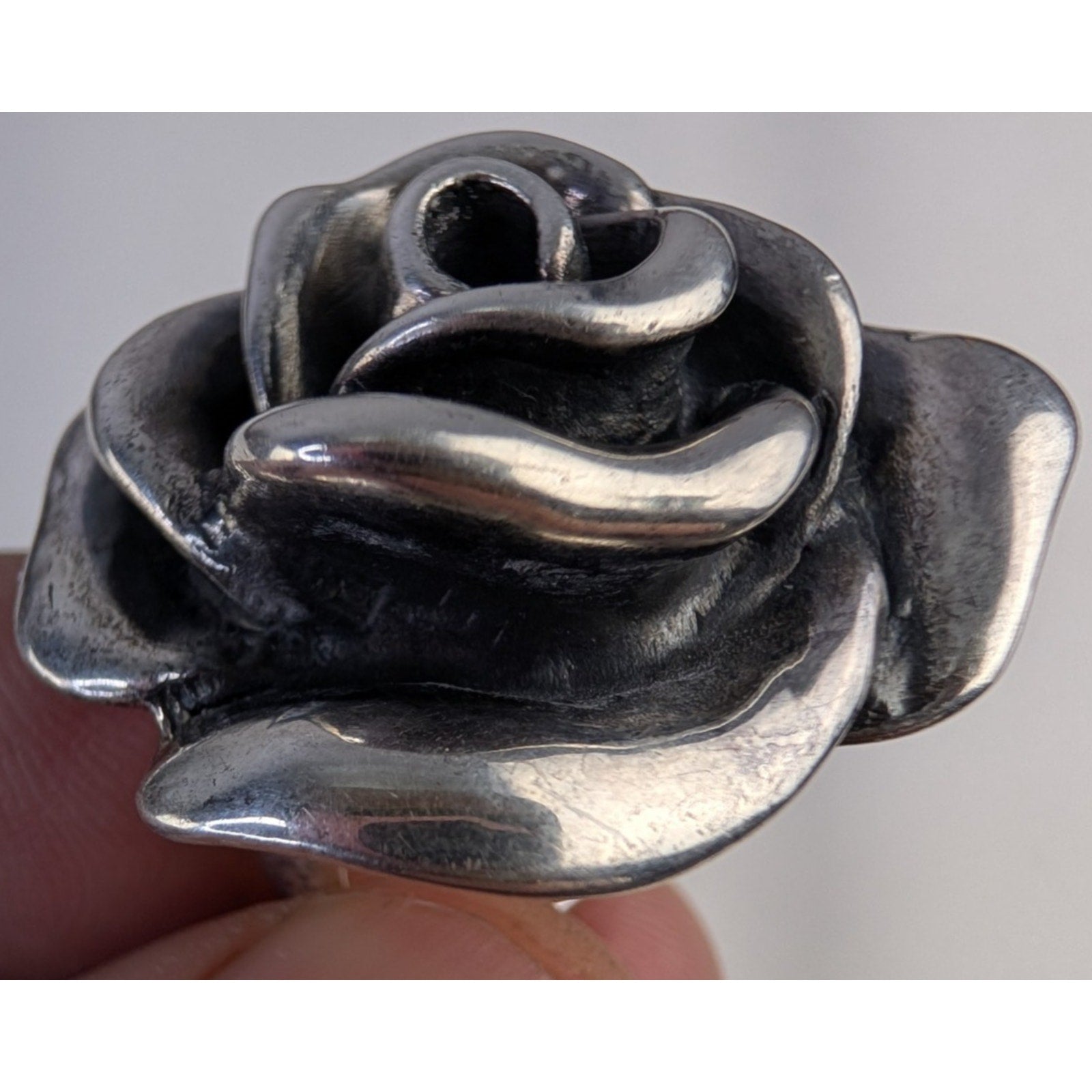 Electroform Flower Rose Sterling Silver 925 Designer Ring Size 7 1/4