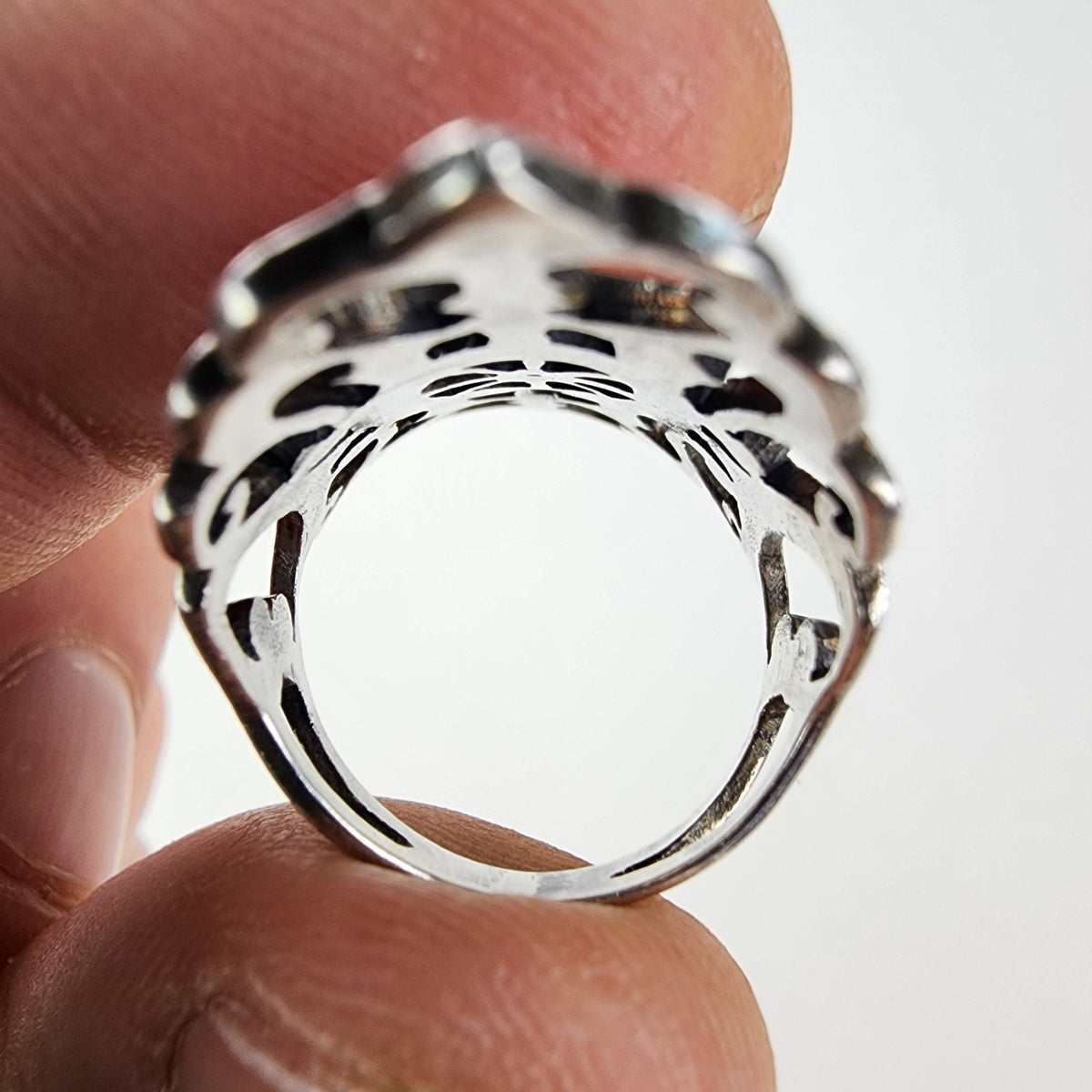 Art Deco Revival Marcasite Shield Ring Size 6 1/2 Sterling Silver 925 Vintage