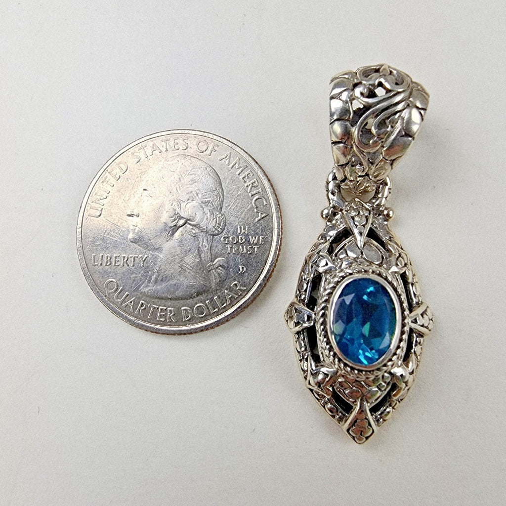 Designer Topaz Pendant and Bracelet Set by Sarda Sterling Silver 925 Vintage