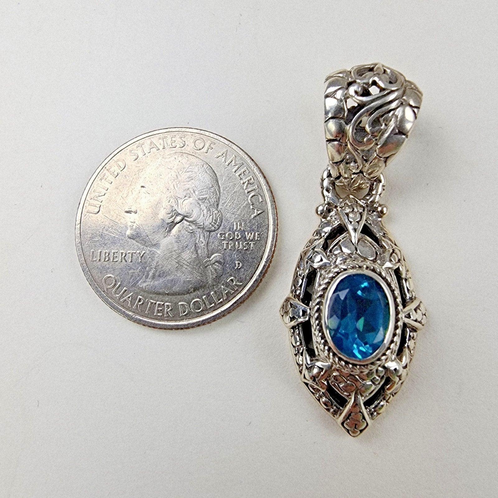 Designer Topaz Pendant and Bracelet Set by Sarda Sterling Silver 925 Vintage