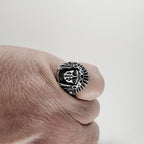 Native American Indian in Headdress Ring Size 8 1/4 Sterling Silver 925 Vintage