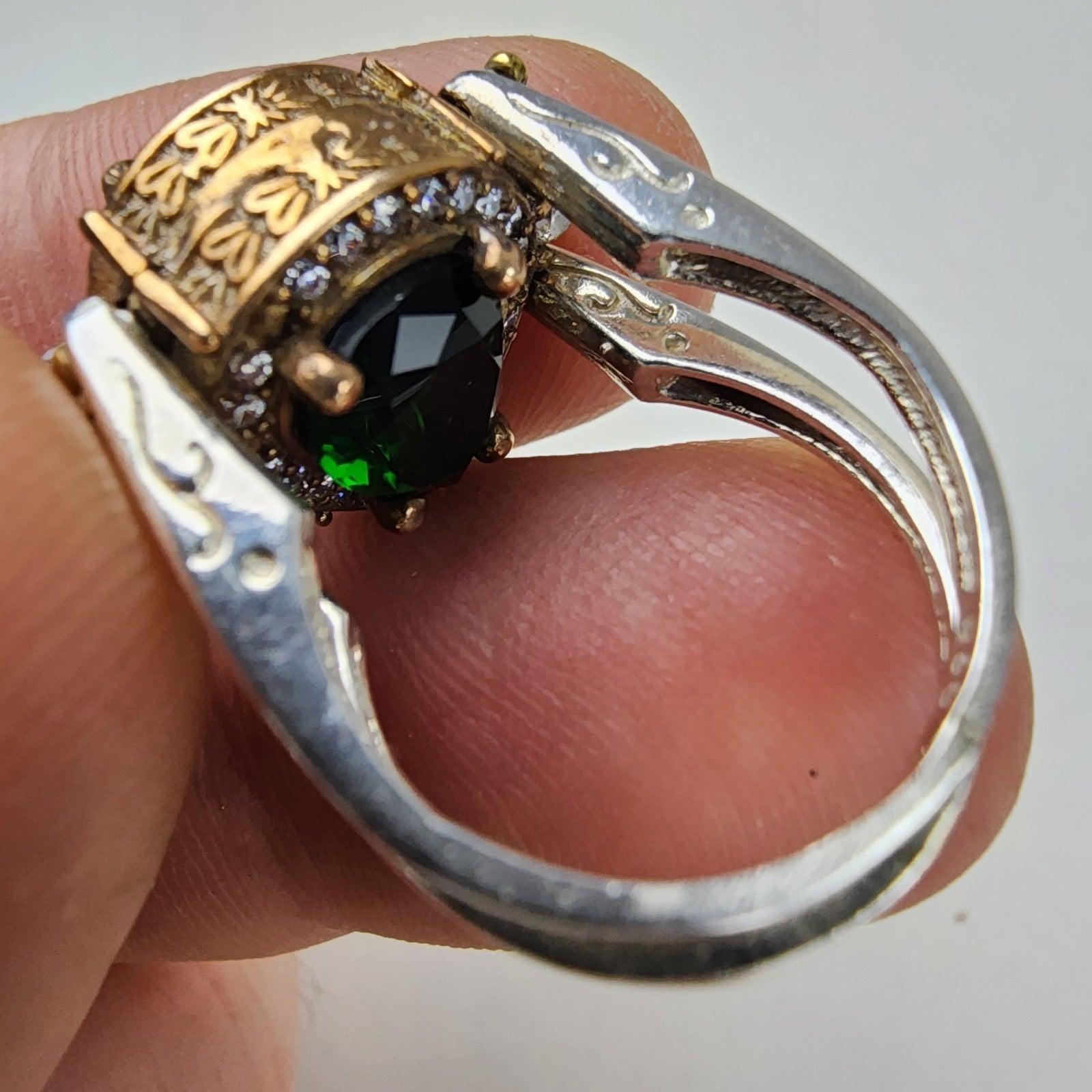 Sapphire Turkish Reversible Ring Size 6 Sterling Silver 925 Vintage