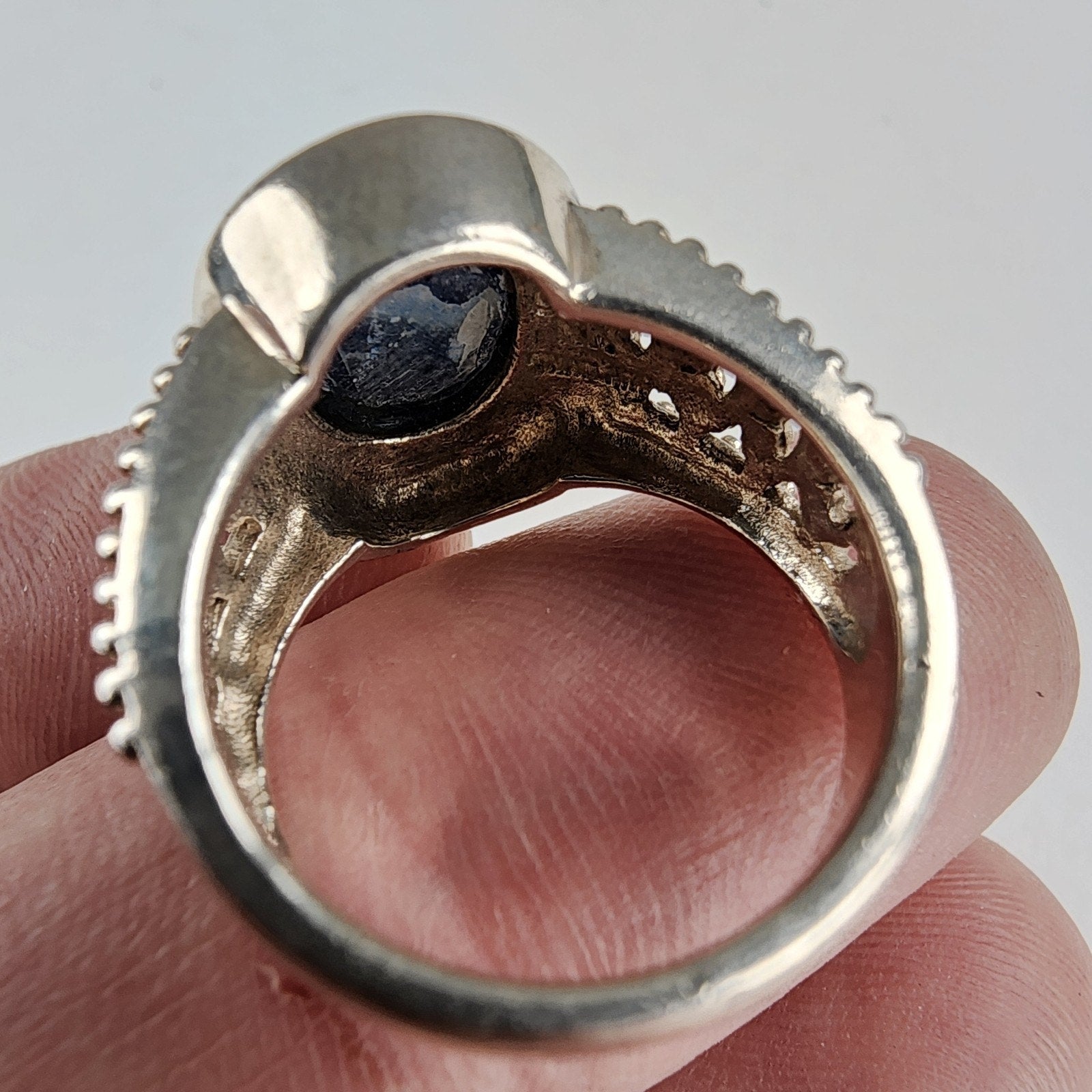 Lapis Lazuli Cabochon Ring Size 7 Sterling Silver 925 Vintage