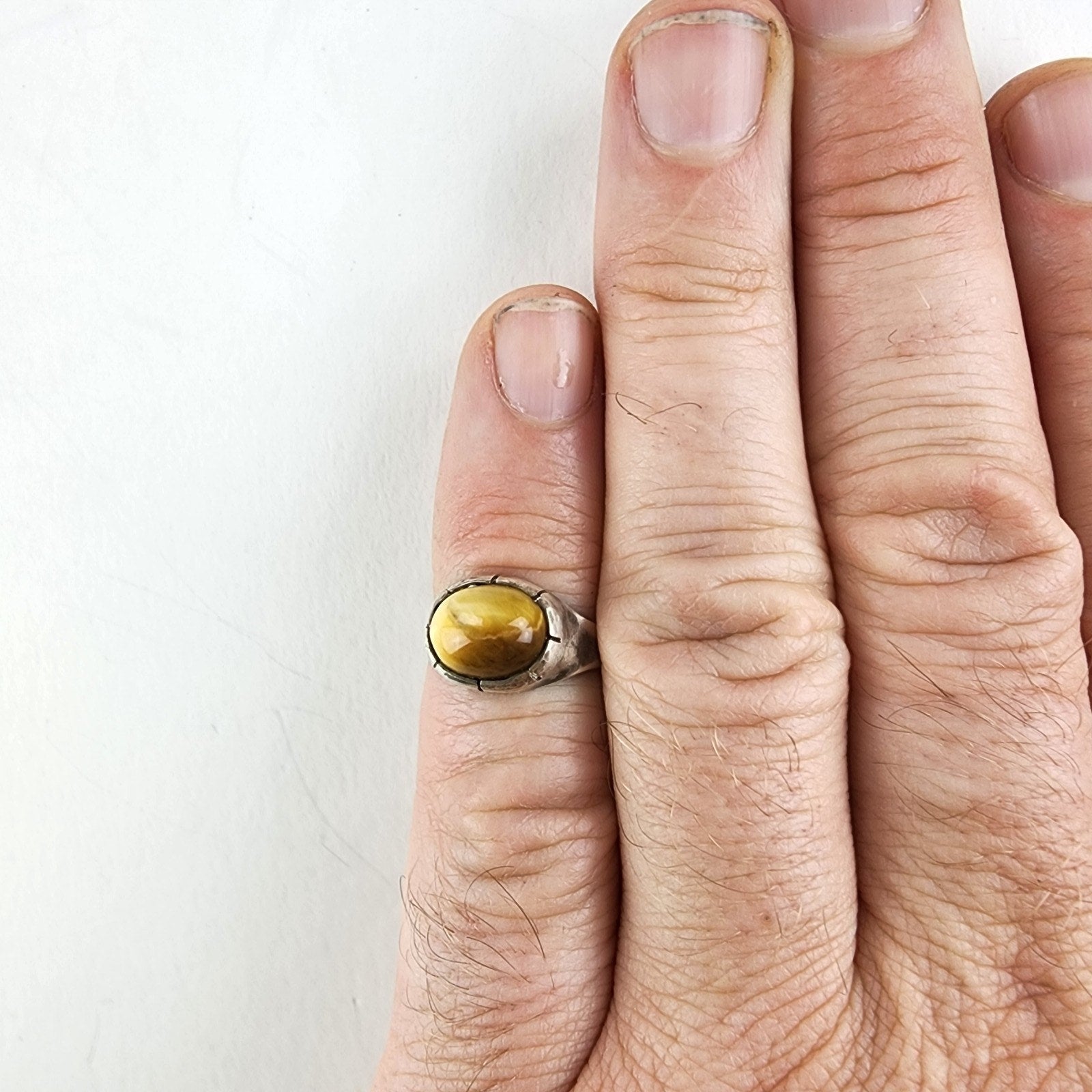 Native Tigers Eye Ring Size 5 3/4 Sterling Silver 925 Vintage