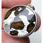 Brenham Pallasite Meteorite Sterling Silver 925 Pendant