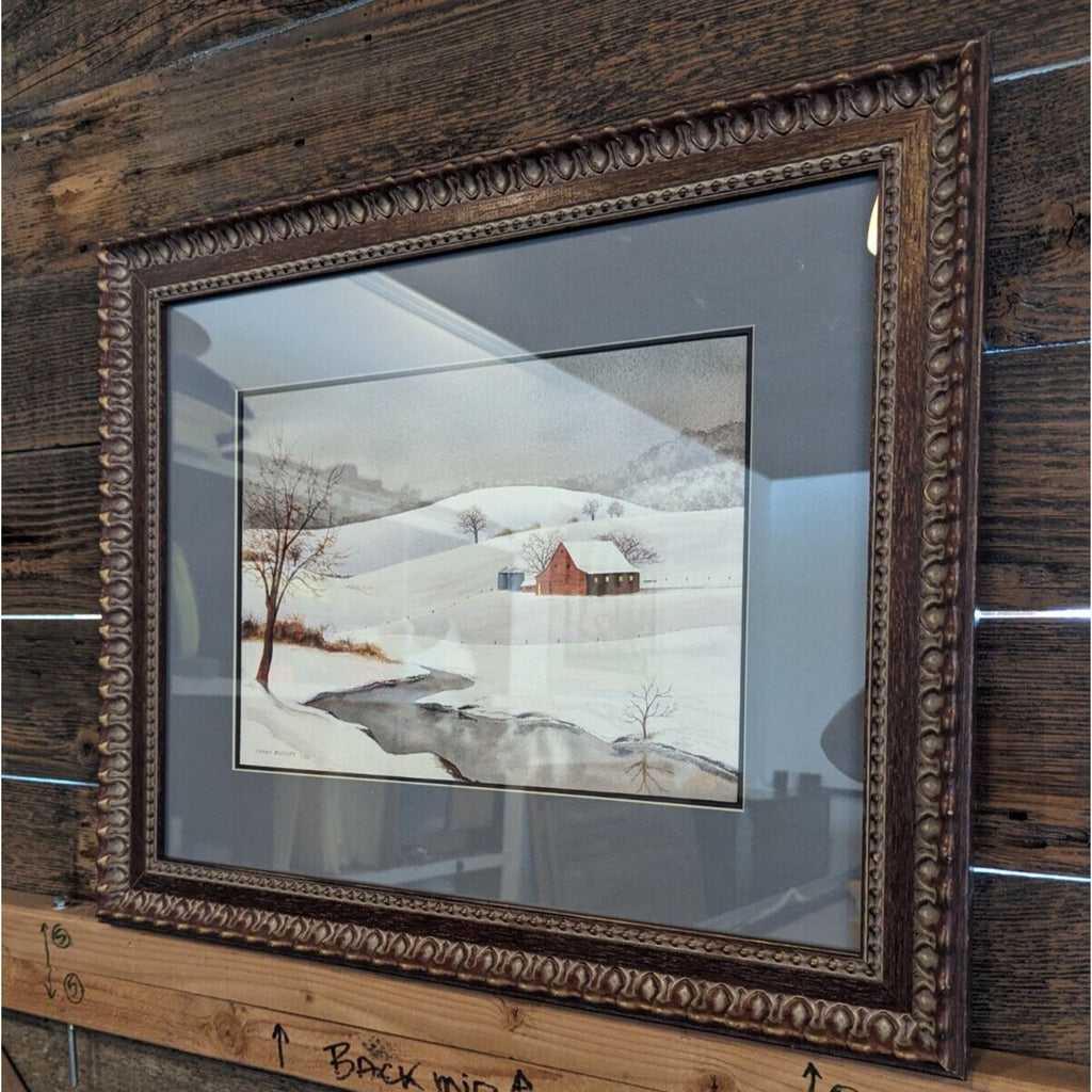 Watercolor Barn by Terry Peasley - Barn in Snow - MCM Winter Scene