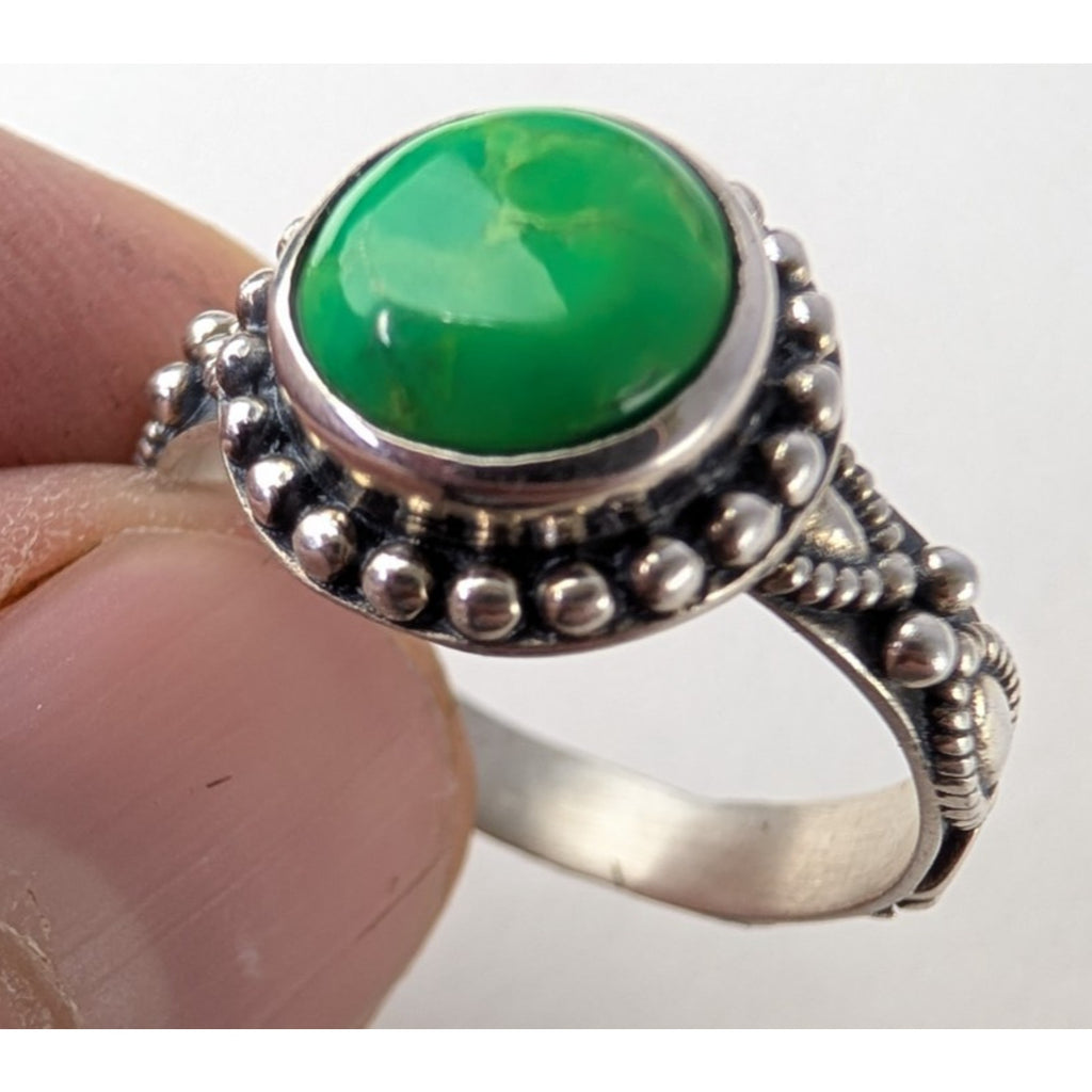Southwestern Green Mohave Turquoise Sterling Silver 925 Ring Size 10
