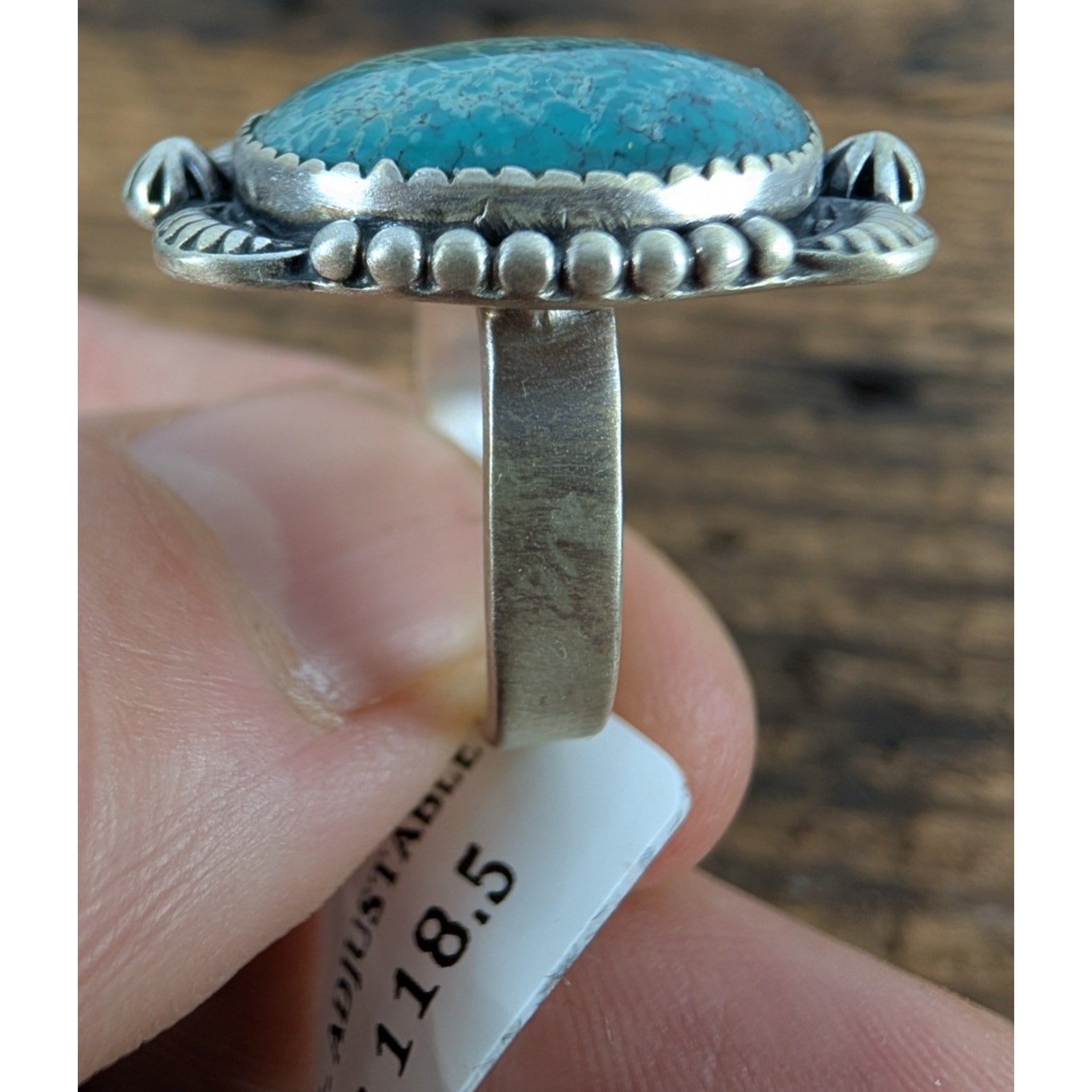 Turquoise Southwestern Sterling Silver 925 Ring Adjustable Size 6 to 11