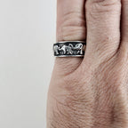 Ted Ott Elephant Eternity Band Ring Size 8 1/4 in Sterling Silver 925