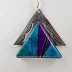 Sunwest Turquoise Inlay Stamped Earrings Sterling Silver 925 Vintage Dangle