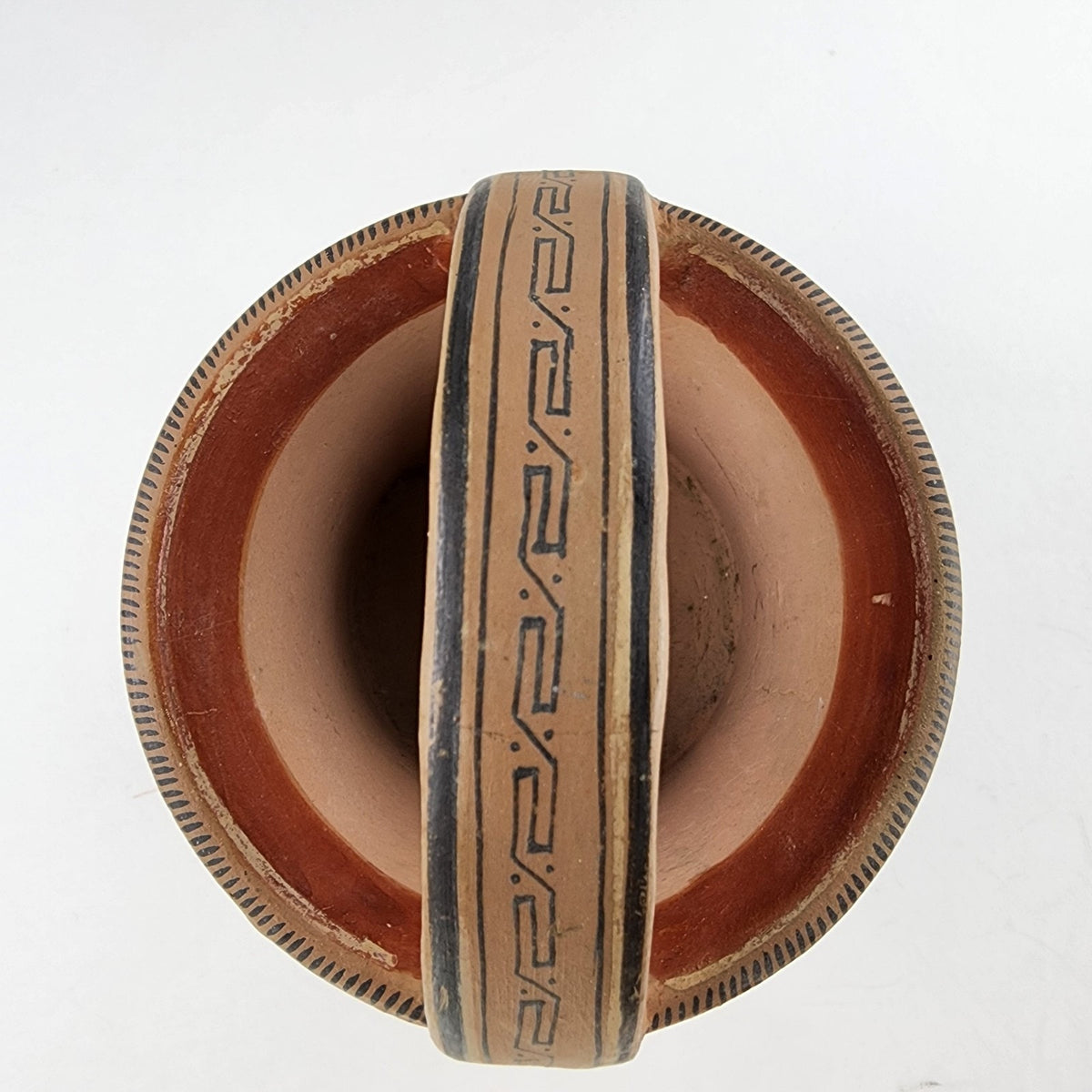 1930's Ladislao Ortega Polychrome Handled Basket Clay Painted Mexican Pottery