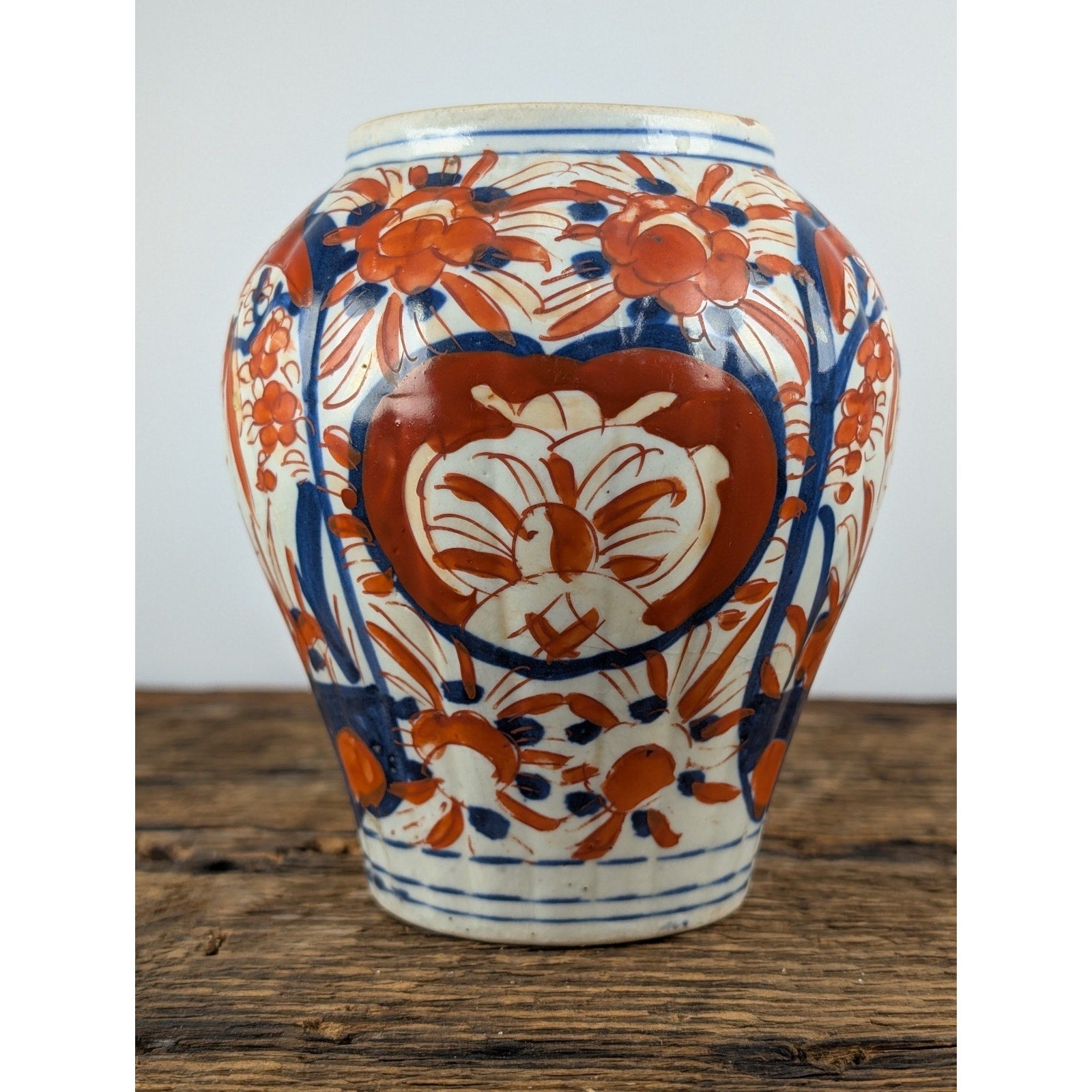 19th C. Japanese Porcelain Imari Ginger Jar Meiji Period 5" Without Lid