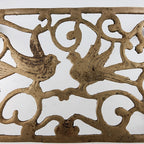 Antique Footed Brass Trivet Kettle Rest with Bird Decoration