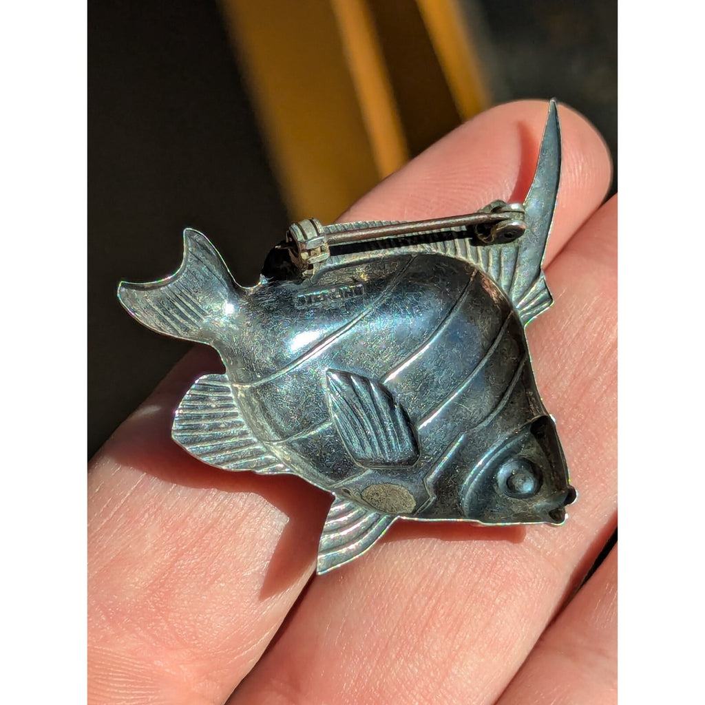 Vintage Sterling Silver Angel Fish Pin Brooch