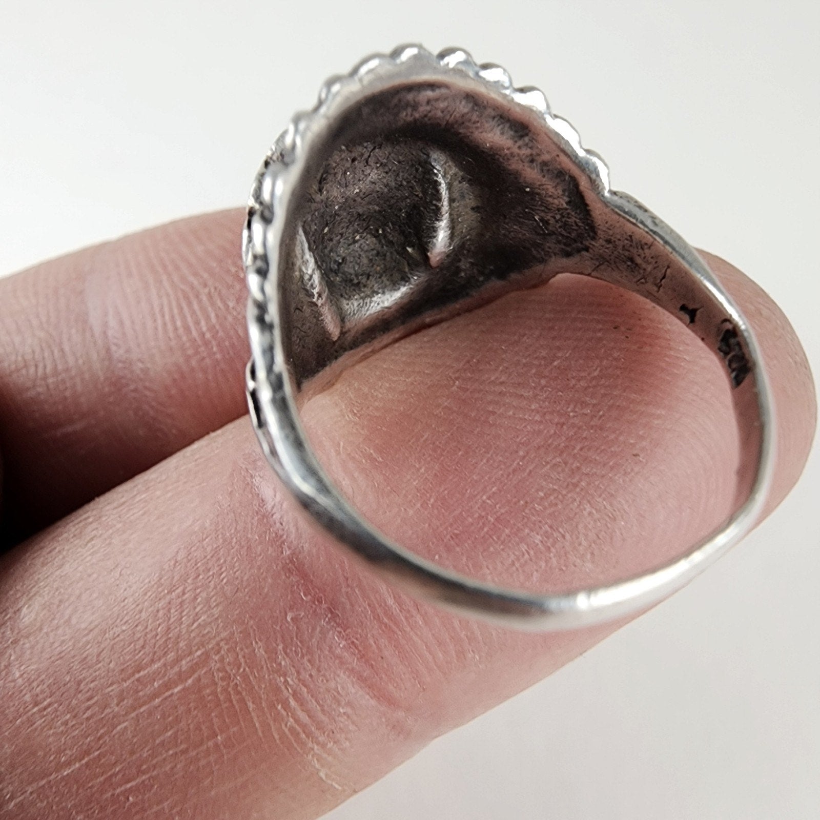 Native American Indian in Headdress Ring Size 8 1/4 Sterling Silver 925 Vintage