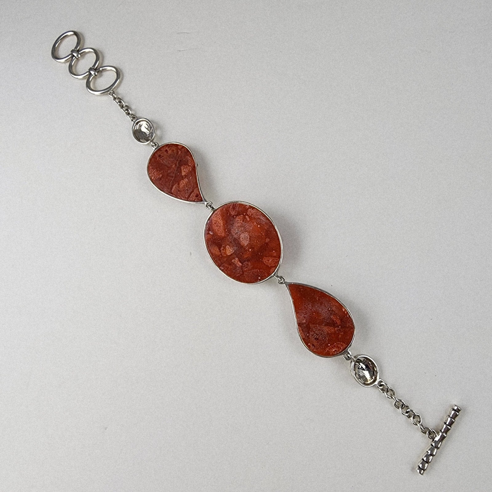 Orange Firefly Bracelet Sterling Silver 925 Adjustable 7" to 8"