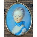Miniature Reproduction Portrait Lady in Gold Frame by Jean-Baptiste Perronneau