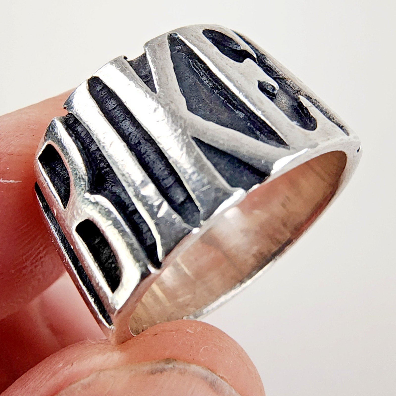 Vintage Biker Heavy Band Ring Size 11 Sterling Silver 925