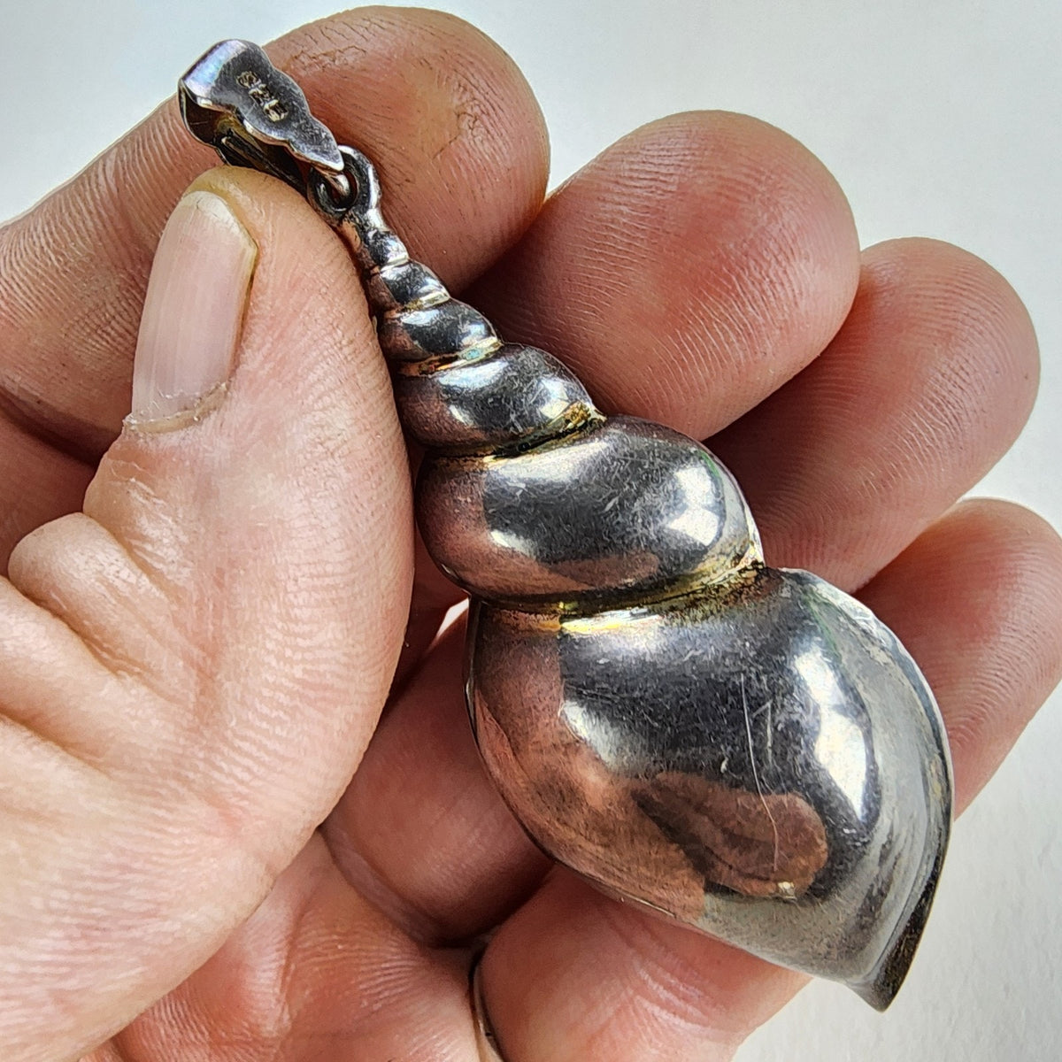 Large Seashell Sterling Silver 925 Pendant Vintage