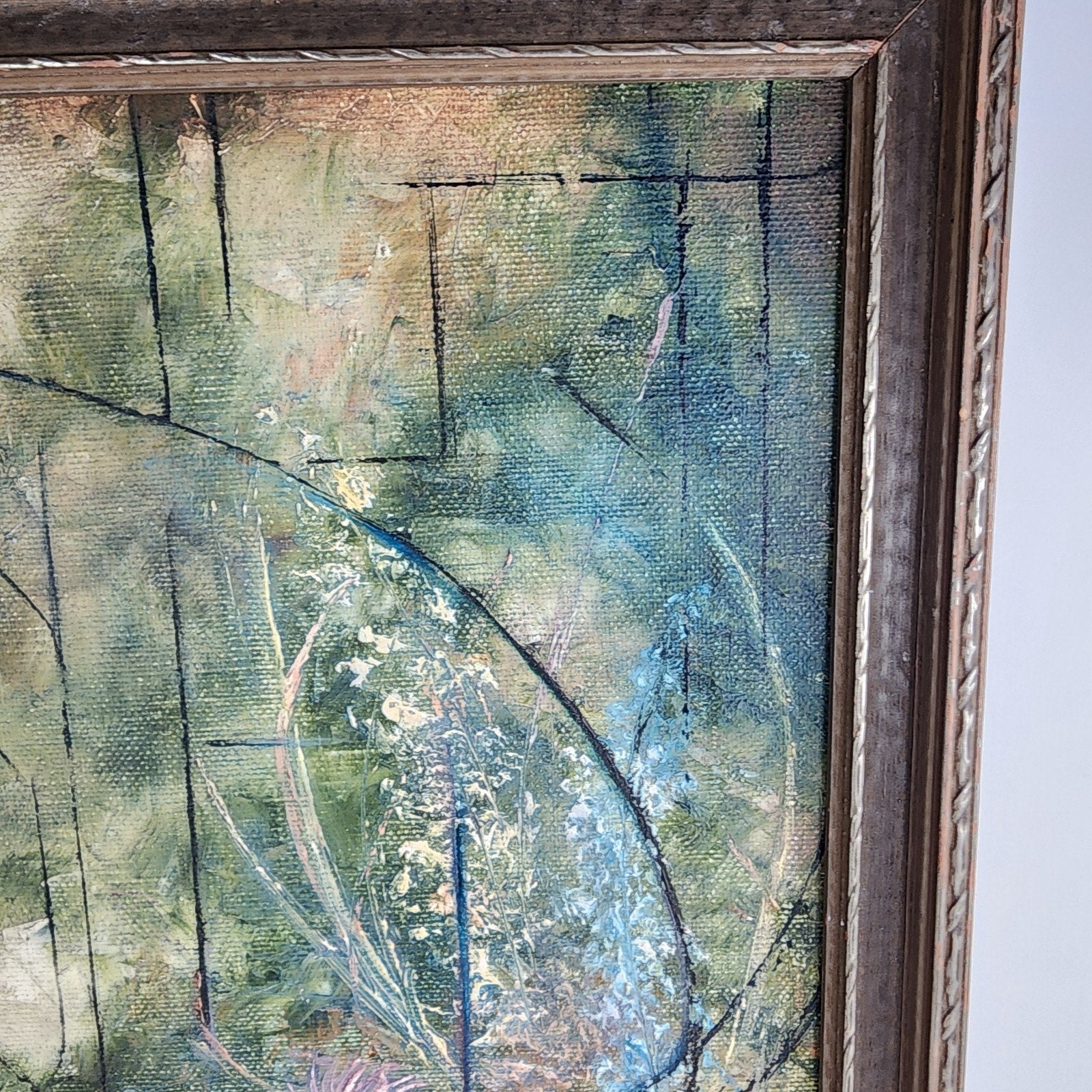 Abstract Jungle Landscape Acrylic Painting on Canvas Unsigned