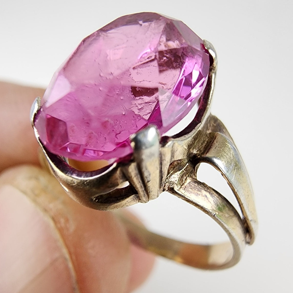 Purple Sapphire 2 Tone Gold Finish Russian Ring Size 9 Sterling Silver 875