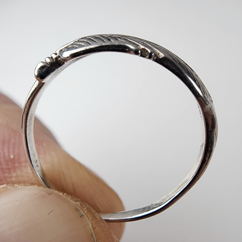 Feather Band Ring Size 7 3/4 Sterling Silver 925 Vintage