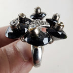 Vintage Soviet Cluster Cocktail Ring Size 7 Sterling Silver 925 Vintage