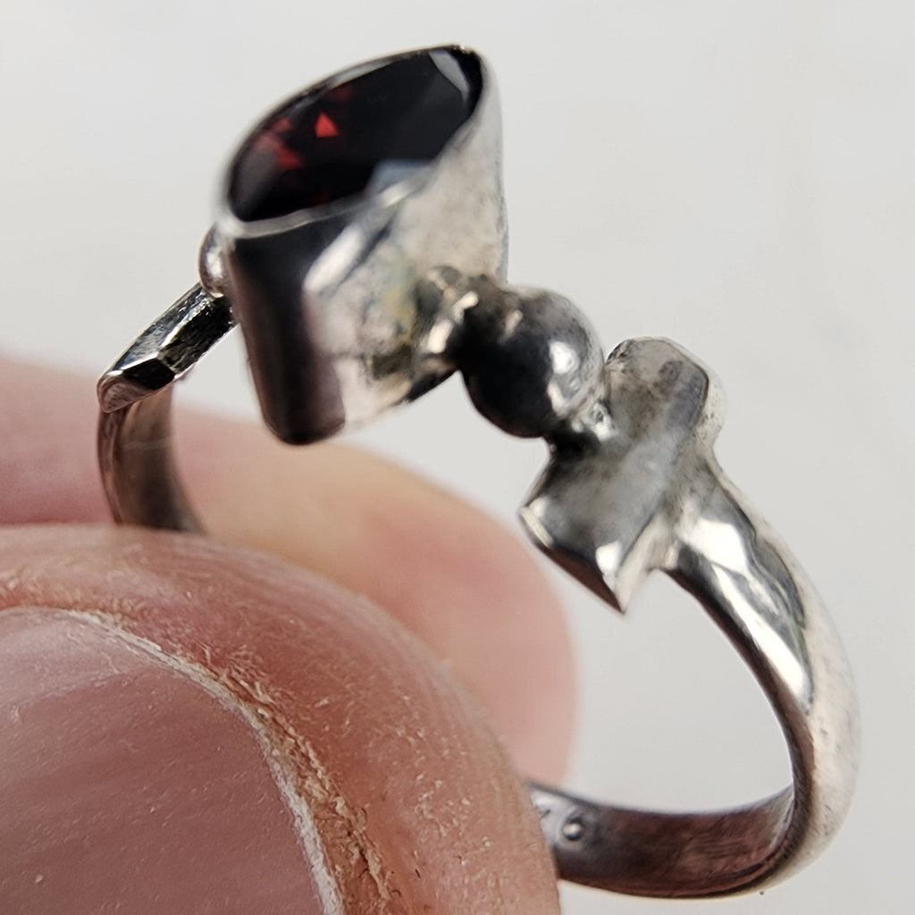 Vintage Marquise Cut Garnet Ring Size 6 in Sterling Silver 925