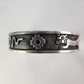 6 1/2" Peru Cuff Bracelet Pre Columbian Symbols Snake Jaguar Sterling Silver 950