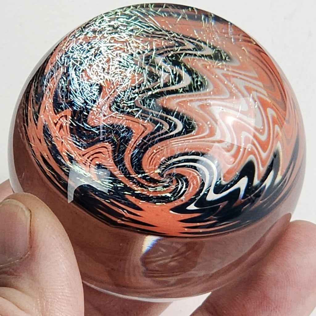 50mm Dichroic Wigwag Marble Borosilicate Glass Handblown Large 2" Size