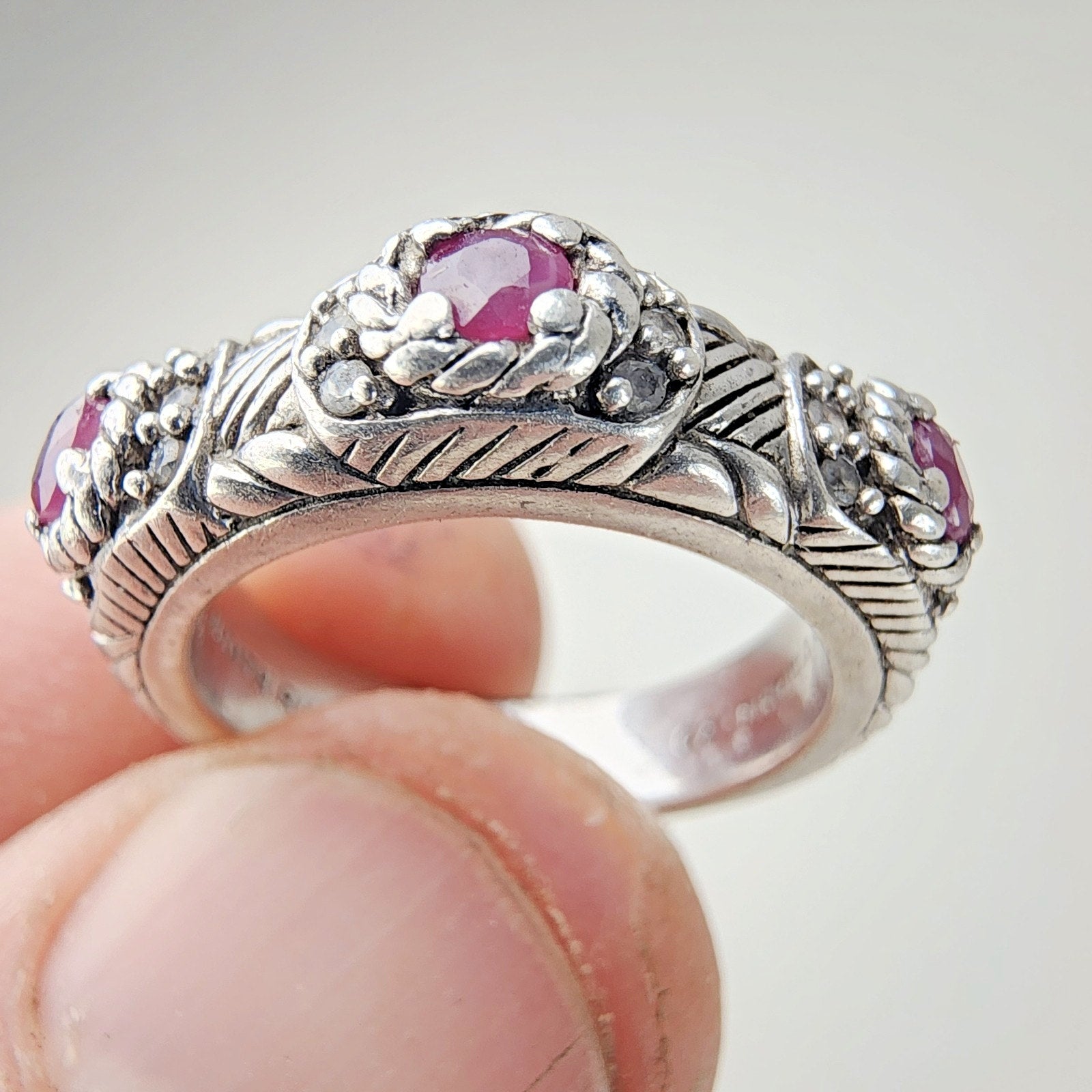 Judith Ripka Designer Ruby Ring Size 6 1/4 Sterling Silver 925 Vintage