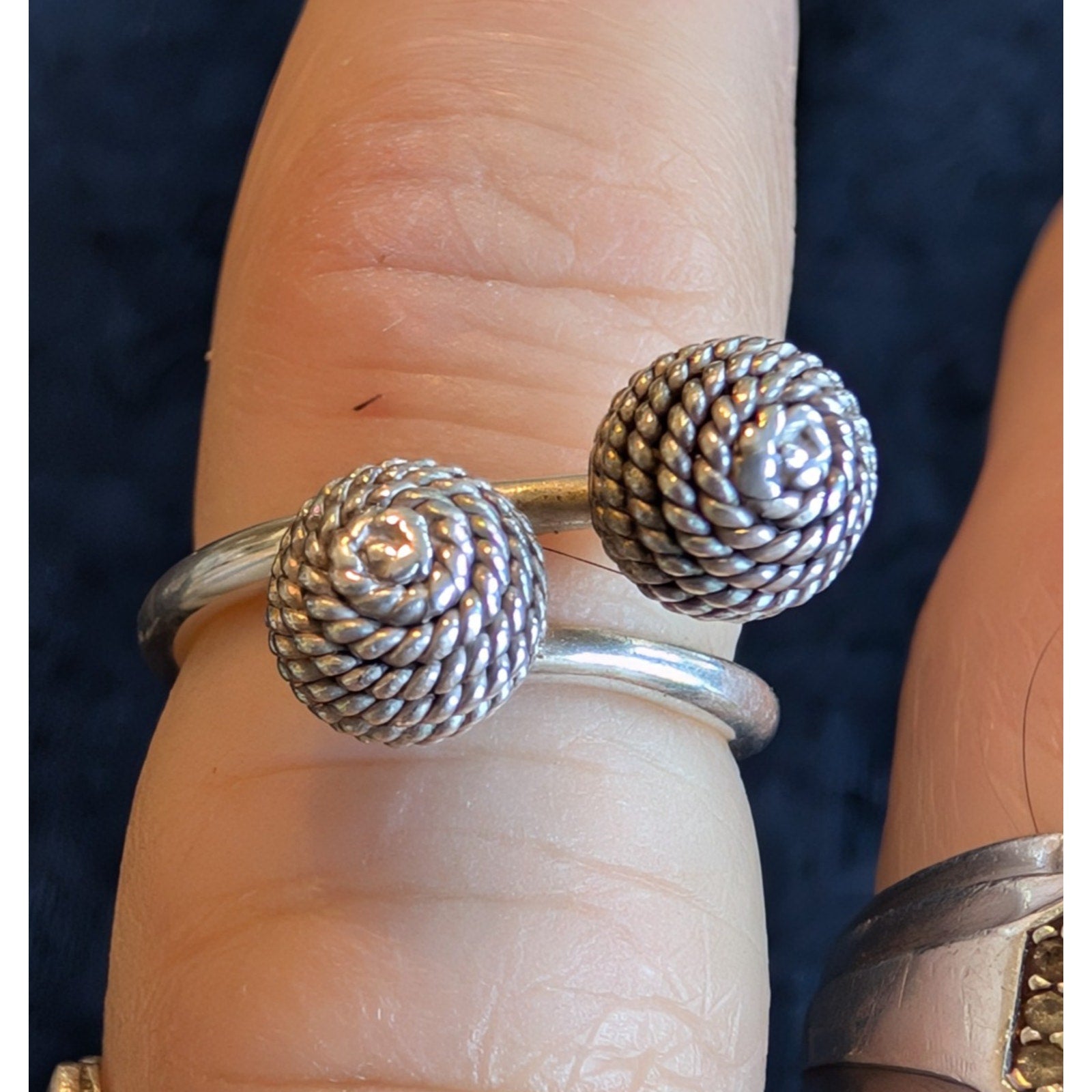 Vintage Taxco Mexico Textured Ball Sterling Silver 925 Earrings & Ring Set