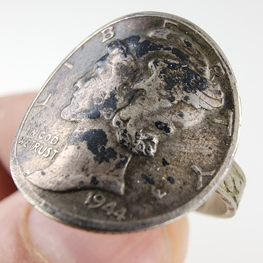 1944 Mercury Dime Adjustable Ring 90% Silver Vintage
