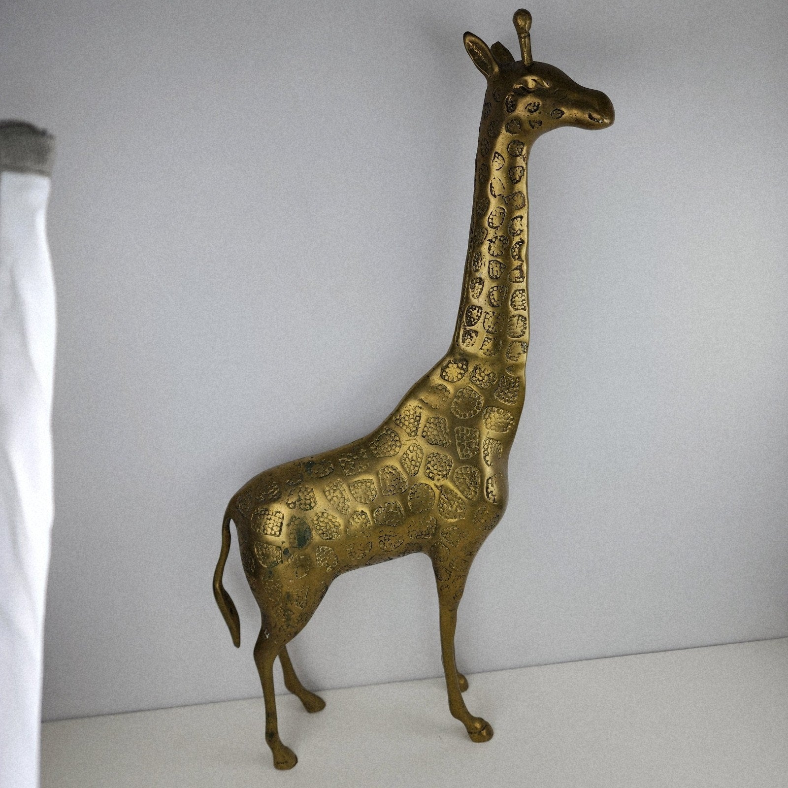 18" Brass Giraffe Animal Sculpture Midcentury MCM Stamped