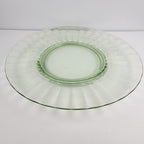 8" Green Depression Glass Scalloped Pattern Plates with Faint UV Glow Set of 2