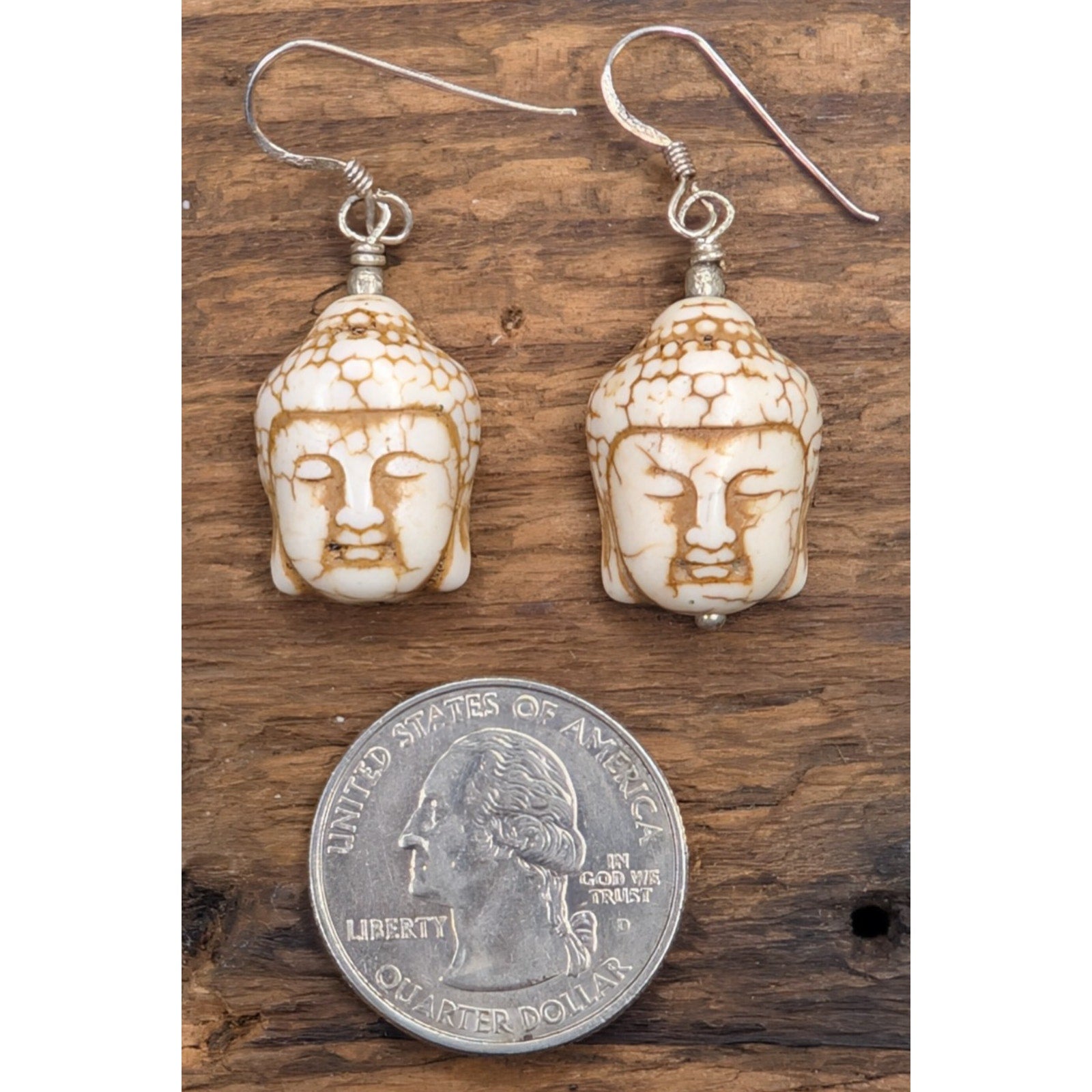 Buddha Head Sterling Silver 925 Dangle Earrings Vintage