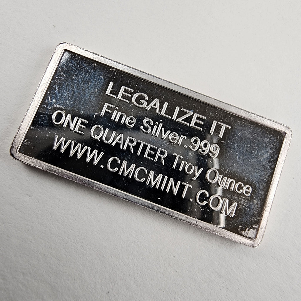 Vintage 1/4 Troy Ounce .999 Fine Silver Bar Legalize It Leaf Bullion