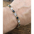 Sapphire & Diamond Gold Over Sterling Silver 925 Tennis Bracelet 7 1/4"