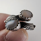 Running Bear Mother of Pearl Bypass Native Ring Size 4 1/2 Sterling Silver 925
