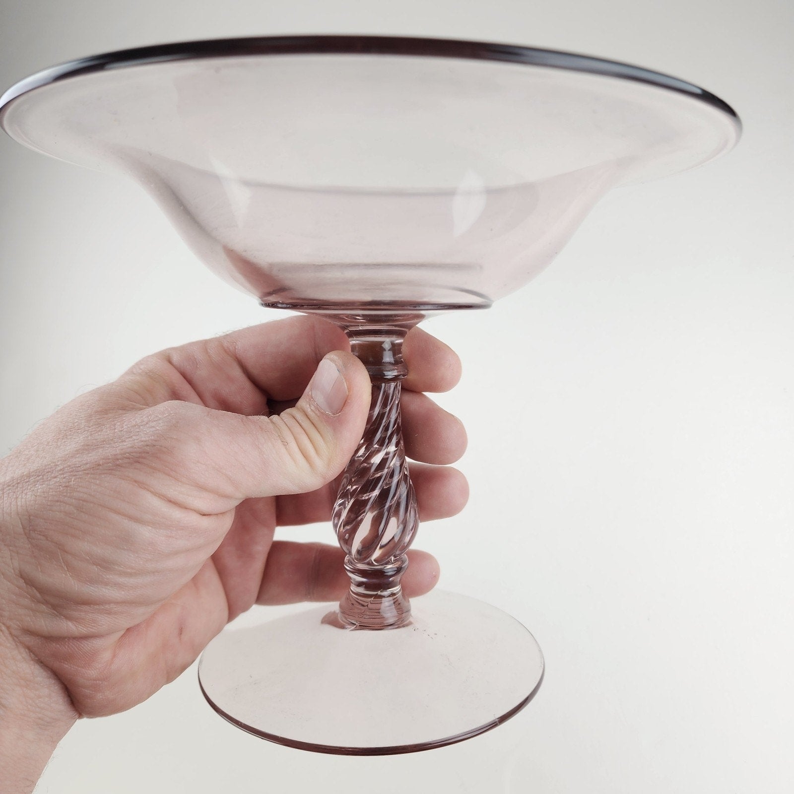 6" Twisted Stem Compote by Fostoria Glass Fairfax Light Purple Footed Candy Dish